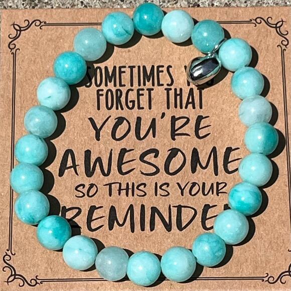 Stone Bracelet New You are Awesome Positive Affirmation Stretches Gift Present - Picture 1 of 3